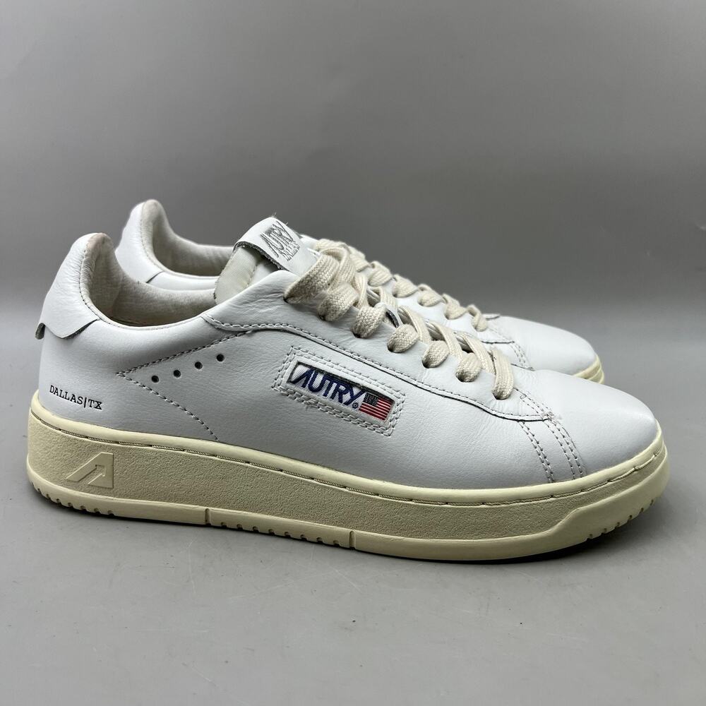 Autry Dallas Casual Leather Shoes Women Size 8 White Comfort Lace Low Sneakers